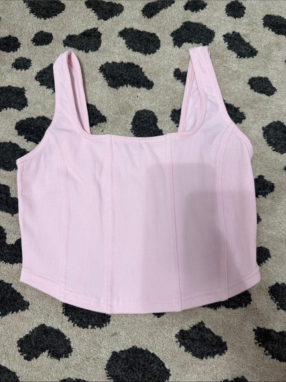 Square-Neck Pink Crop Tank Top